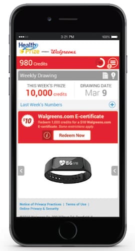 Walgreens HealthPrize mobile