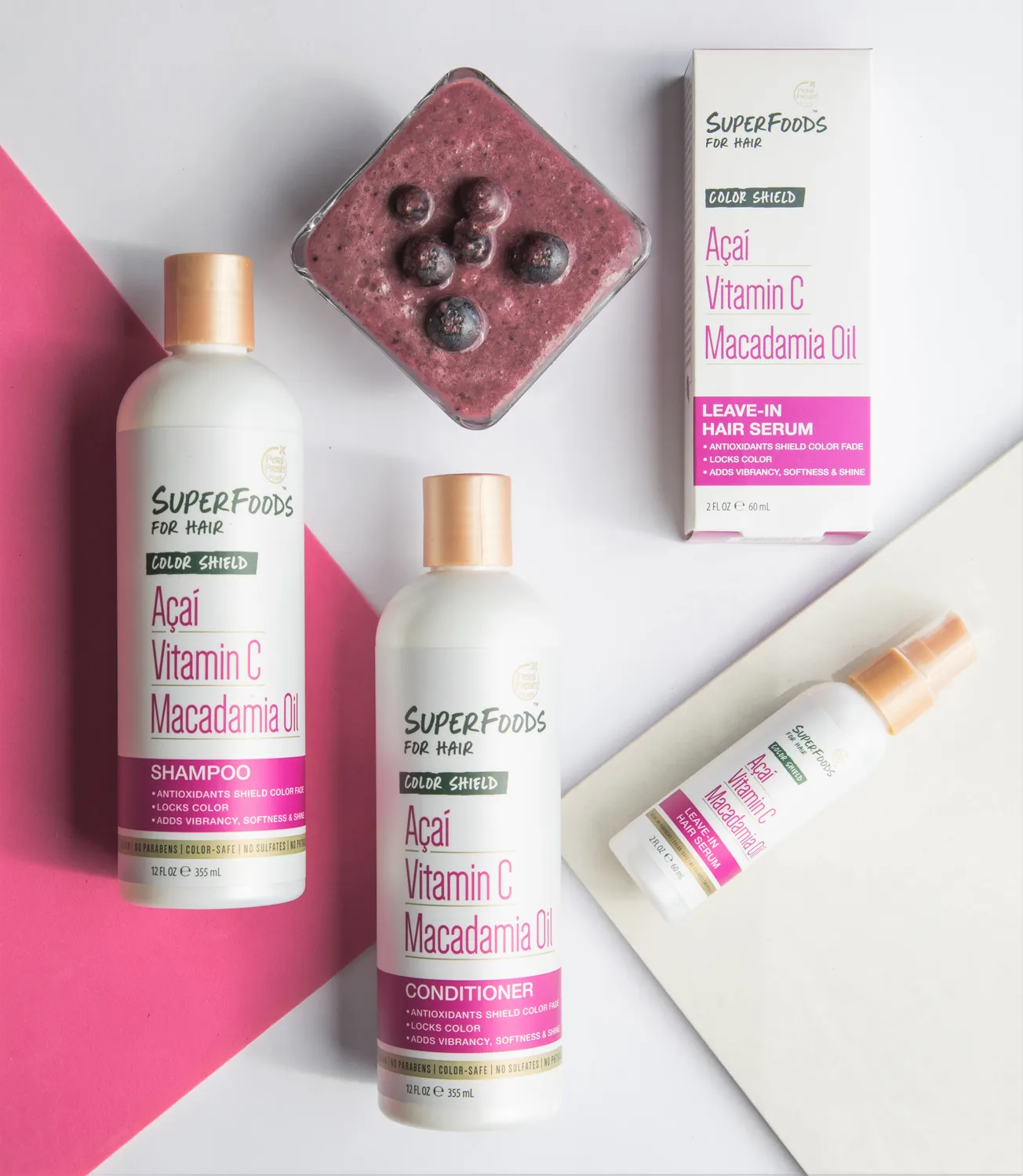 Petal Fresh SuperFoods Color Shield Collection packs loaded with color protection